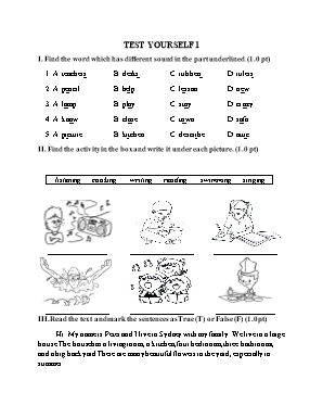 Test yourself 1 - Tiếng Anh Lớp 6